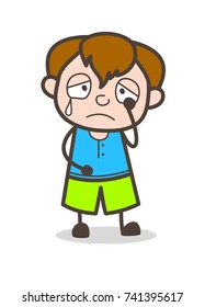 Poor Cute Boy Crying On Funeral Stock Vector Royalty Free 741395617