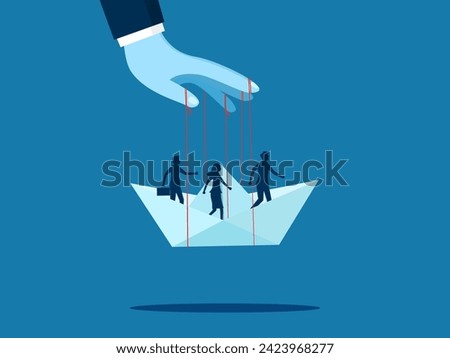 Poor ethics and morals of the organization. Businessman puppet on string 