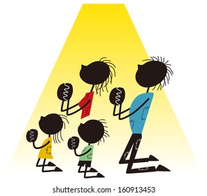 Poor families praying 