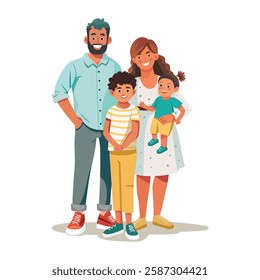 Poor family illustration in flat style 
