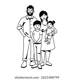 Ilustração de família pobre em estilo de glifo 
