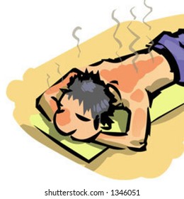Poor fellow roasting his skin while sun bathing.