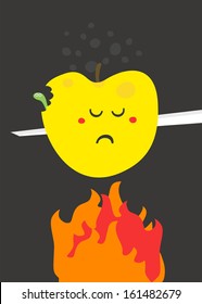 Poor fruit. Vector illustration.