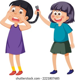 Poor girl bullied by her friend illustration