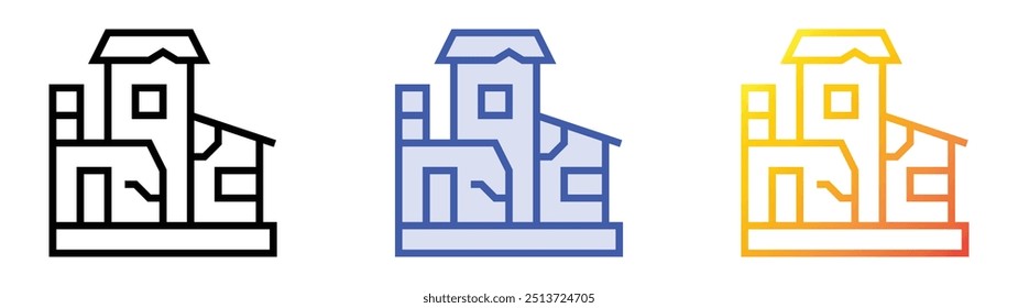 Pobre icono. Lineal, relleno azul y diseño de estilo degradado aislado sobre fondo blanco