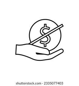 Poor Icon. No Money, Cashless Symbol.