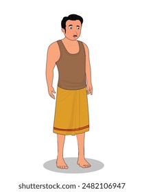 A poor indian village man cartoon character design