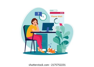 Poor Internet Connection Illustration concept. Flat illustration isolated on white background