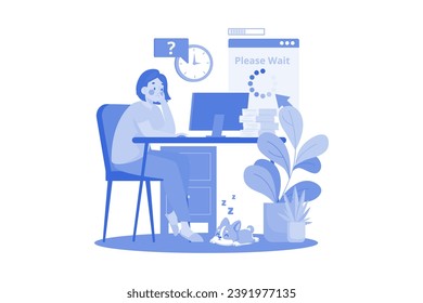 Poor Internet Connection Illustration concept on white background