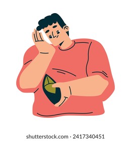 Poor Man Character with Empty Wallet Having No Money Vector Illustration