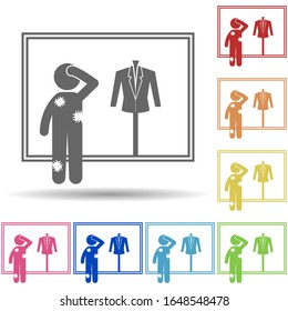 Poor man in multi color style icon. Simple glyph, flat vector of mobile banking icons for ui and ux, website or mobile application