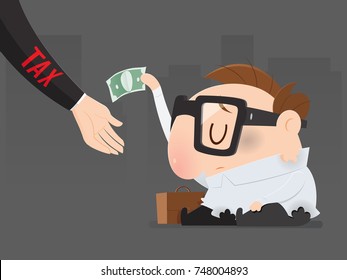 The poor man must pay taxes yet, Tax return, Vector illustration