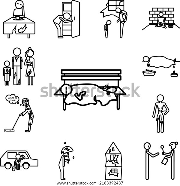 Poor
man sleep park icon in a collection with other
items
