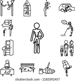 Poor man weak icon in a collection with other items