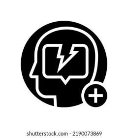 Poor Mental Health Check Glyph Icon Vector. Poor Mental Health Check Sign. Isolated Symbol Illustration