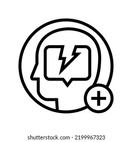 Poor Mental Health Check Line Icon Vector. Poor Mental Health Check Sign. Isolated Contour Symbol Black Illustration