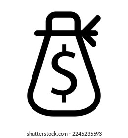 Línea de icono de dinero pobre aislada en fondo blanco. Icono delgado plano negro sobre el estilo de contorno moderno. Símbolo lineal y trazo editable. Ilustración vectorial de trazo simple y píxel perfecto