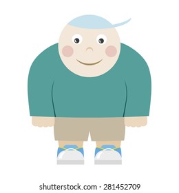 Poor nutrition or genes - Thick young boy illustration