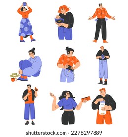 Poor People Characters with Empty Pocket Having No Money Vector Set