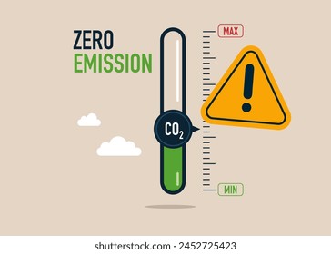 Poor performance energy to energy and transportation.  Arrow pointer to lowest level of CO2. Flat vector illustration