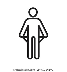 poor person empty pockets icon Black line art vector logo