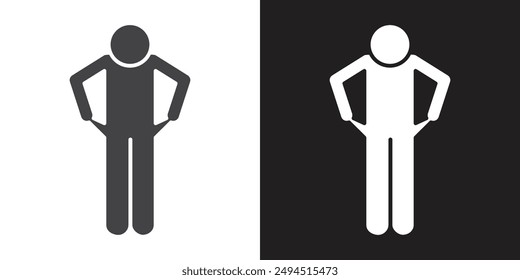 poor person empty pockets icon Flat set in black and white color outline vector