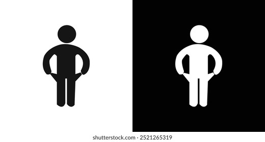 poor person empty pockets icon Flat line illustration