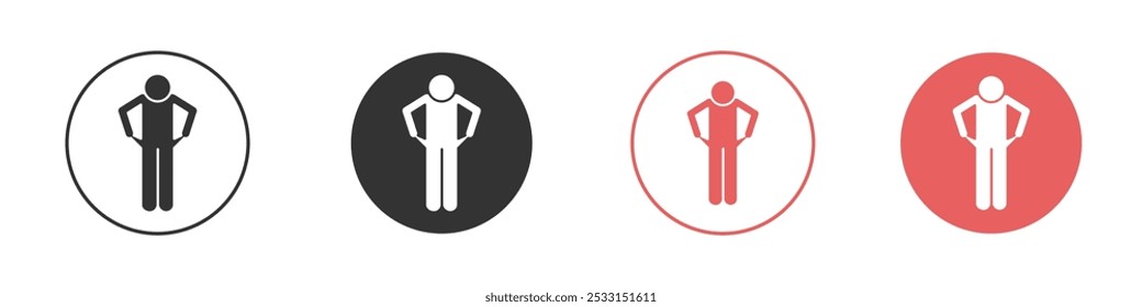 poor person empty pockets icon Flat set in black and white color