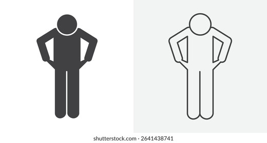 poor person empty pockets icon Line graphics illustration