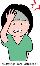 Poor physical condition, illness, headache, female, menopause, illustration material