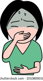 Poor physical condition, illness, nausea, female menopause, illustration material
