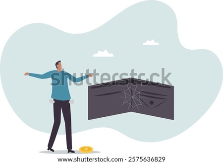 Poor or poverty with empty wallet, financial problem, trouble to pay rent or loan,.business concept.flat character.