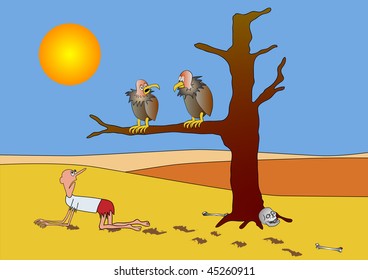 poor prospects - man in hot water - inevitable destiny - vector