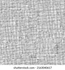 Poor quality fabric made of linen or cotton. Distressed cloth texture background. Artwork in black and white.