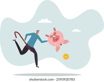 Poor retiree old man, broke losing all pension or retirement funds, financial problem, poverty or bankruptcy after retired .business concept.flat character.