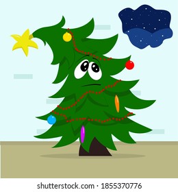 Poor Sad Christmas Tree. Eco Friendly Lifestyle