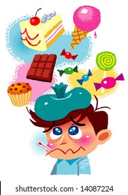 A poor sick boy is missing his favorite food.