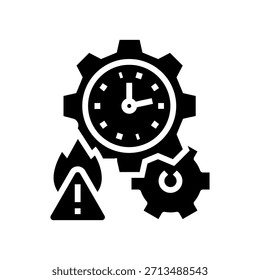 vetor de ícone de glifo de gerenciamento de tempo ruim. sinal de gerenciamento de tempo ruim. ilustração de símbolo isolado