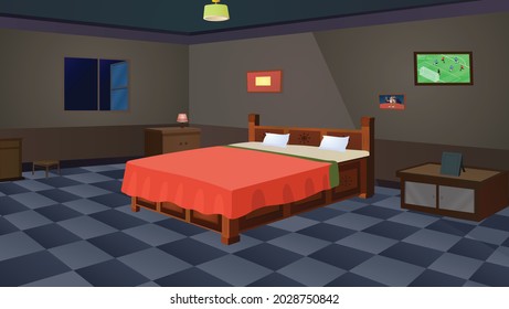 Pobre casa de pueblo dentro de la vista de las obras de arte vectorial, bella decoración interior ilustración