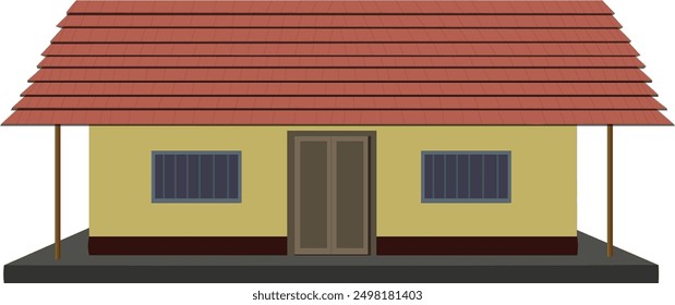 Poor Village Hut Shelter Made of Straw  Flat Cartoon Vector isolated on white background