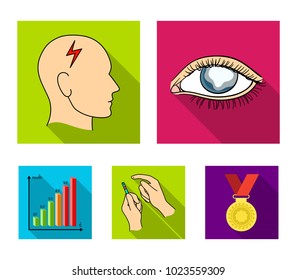 Poor vision, headache, glucose test, insulin dependence. Diabetic set collection icons in flat style vector symbol stock illustration web.