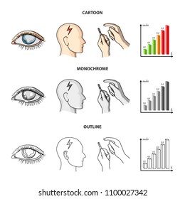 Poor vision, headache, glucose test, insulin dependence. Diabetic set collection icons in cartoon,outline,monochrome style vector symbol stock illustration web.