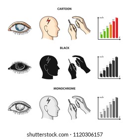 Poor vision, headache, glucose test, insulin dependence. Diabetic set collection icons in cartoon,black,monochrome style vector symbol stock illustration web.