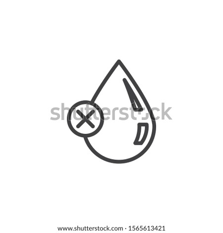 Poor water quality line icon. Droplet with cancel linear style sign for mobile concept and web design. Water drop delete outline vector icon. Symbol, logo illustration. Vector graphics