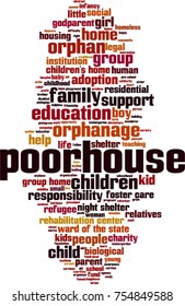 Poorhouse word cloud concept. Vector illustration