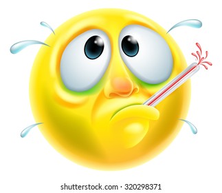 A poorly sick ill looking emoji emoticon character