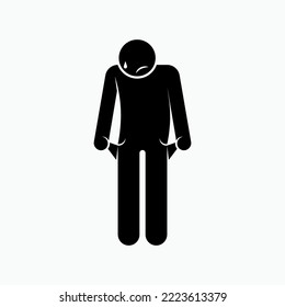 Poorman Icon. Have Nothing, Moneyless Symbol.