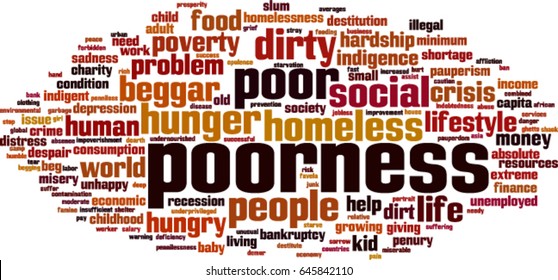 Poorness word cloud concept. Vector illustration
