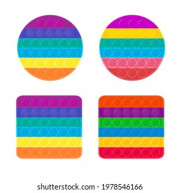 Pop it antistress vector circle and square. Popular modern toy