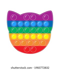 Pop it anti-stress vector in the shape of a cat s head. An anti-stress game for autists. Popular modern toy isolated on a white background. Flat fashion style